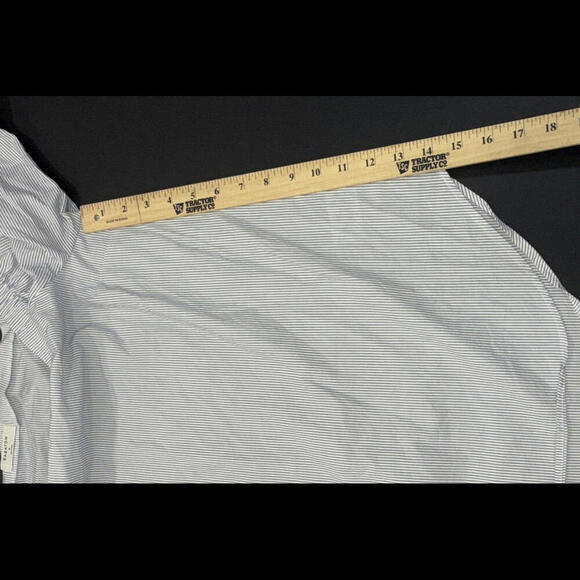 Babaton Aritzia Cold Shoulder Blue Stripe Preppy Quiet Luxury Designer Blouse M - Picture 9 of 14